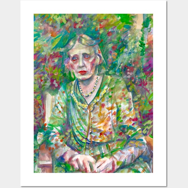 VIRGINIA WOOLF in the garden - watercolor portrait Wall Art by lautir